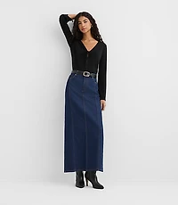 Rivete Seamed Denim Maxi Skirt Nova Wash