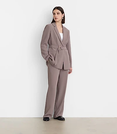 LOFT Versa Crepe Drape Back Pleated Belted Blazer