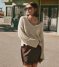 Open Stitch V-Neck Sweater