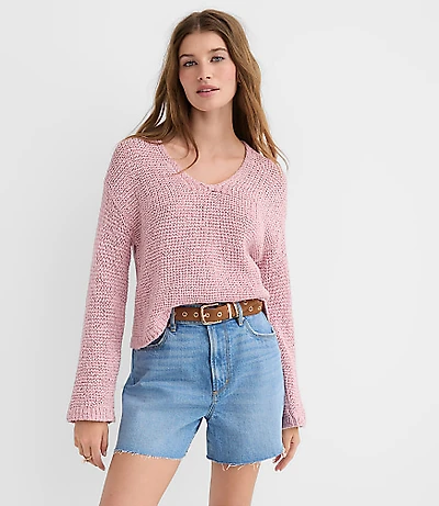 Open Stitch V-Neck Sweater