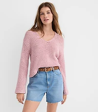 Open Stitch V-Neck Sweater