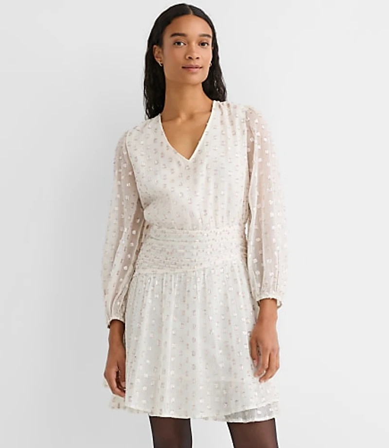 Shimmer Clip Shirred Mini Dress