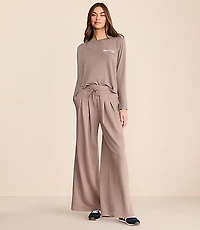 Petite Lou & Grey Cozy Cotton Pleated Wide Leg Pants