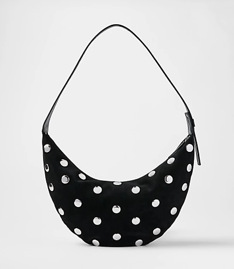 Studded Suede Hobo Bag