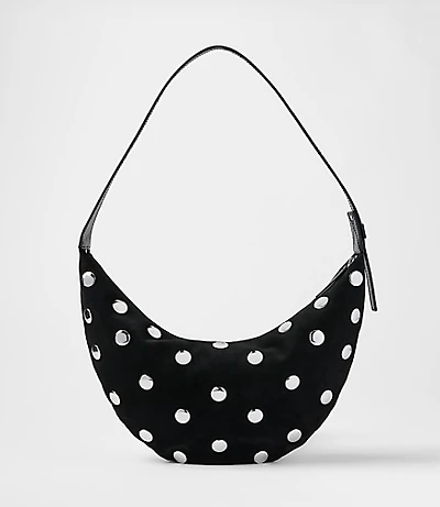 Studded Suede Hobo Bag