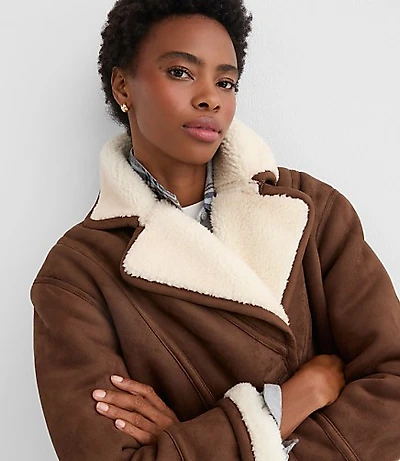 Tall Faux Suede Sherpa Jacket