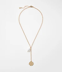 Pearlized Coin Y Necklace