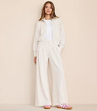 Petite Lou & Grey Heathered Cozy Cotton Pleated Wide Leg Pants