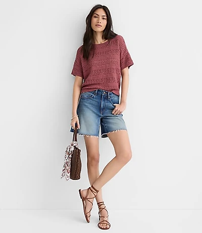 Pointelle Relaxed Sweater Tee
