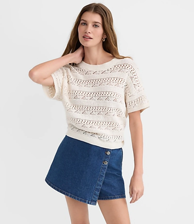 Pointelle Relaxed Sweater Tee