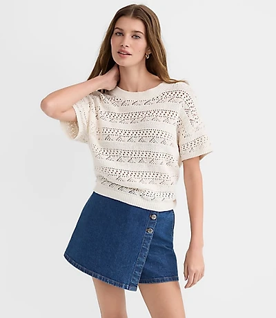 Pointelle Relaxed Sweater Tee
