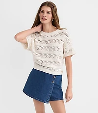 Pointelle Relaxed Sweater Tee