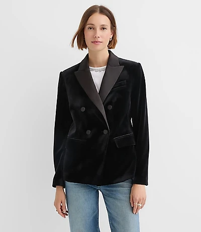 Tall Satin Trim Velvet Tuxedo Blazer