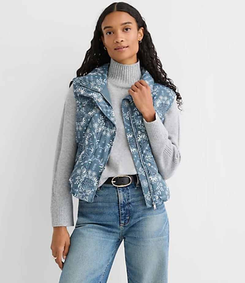 Floral Puffer Vest