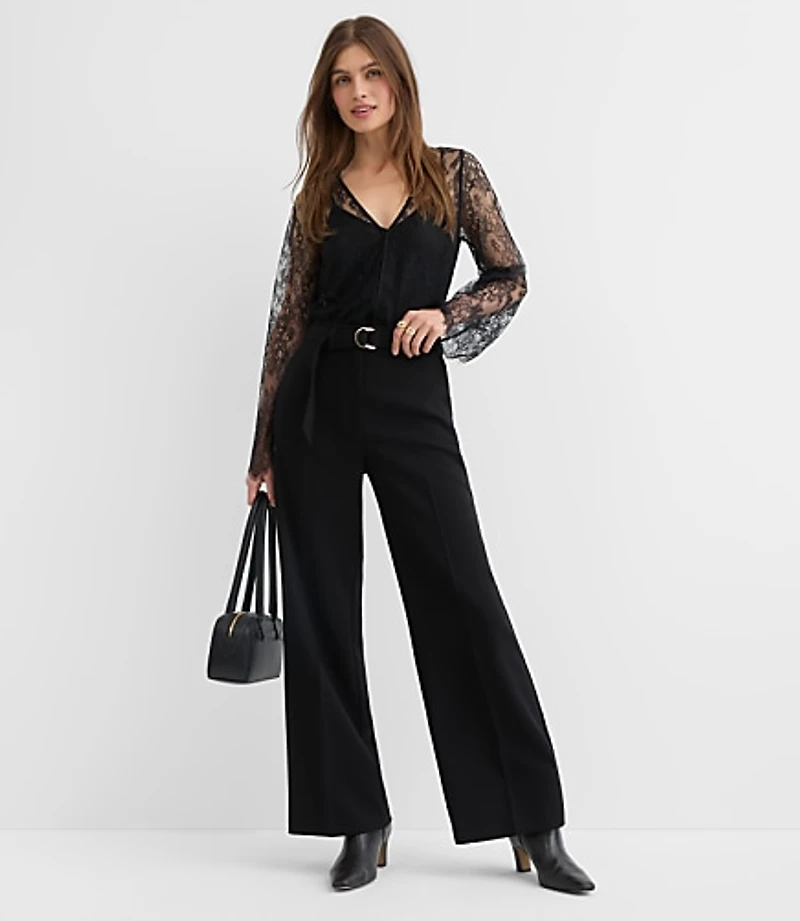 Belted Stovepipe Pants Doubleface