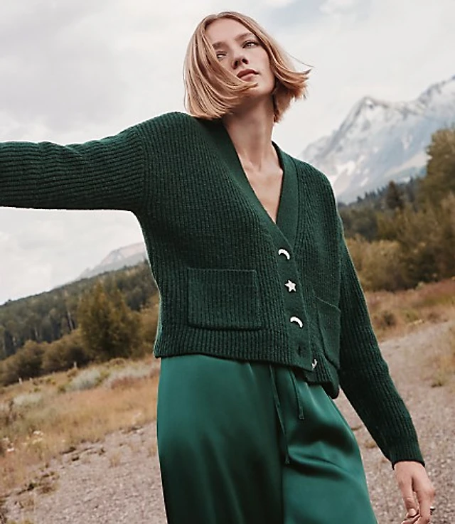 Petite Moon & Star Jeweled Button Cardigan