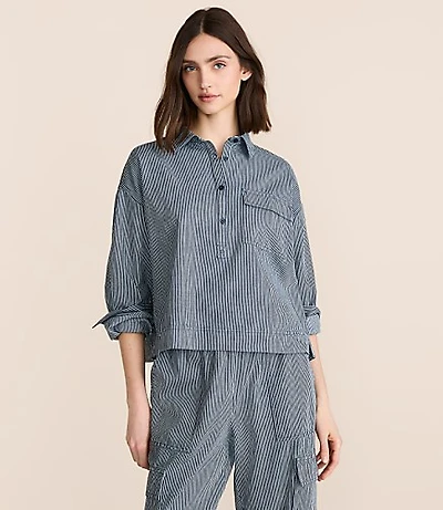 Lou & Grey Striped Pocket Popover Top