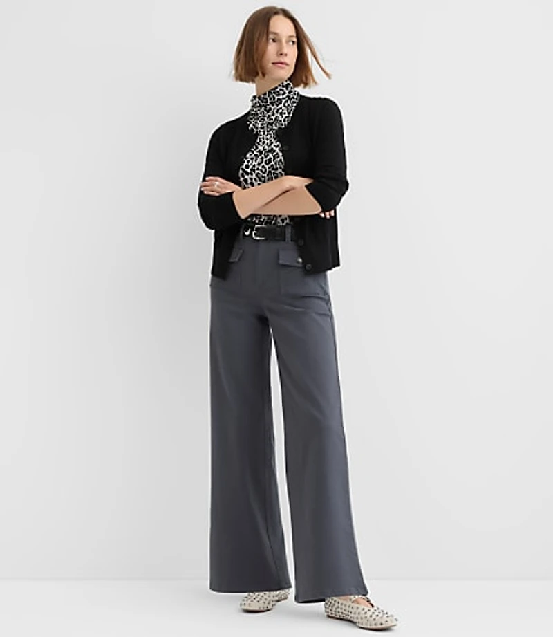 Petite Palmer Wide Leg Pants Twill