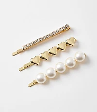 Pearlized Heart Bobby Pin Set