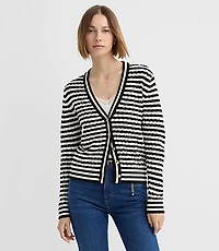 Pointelle Striped Cardigan