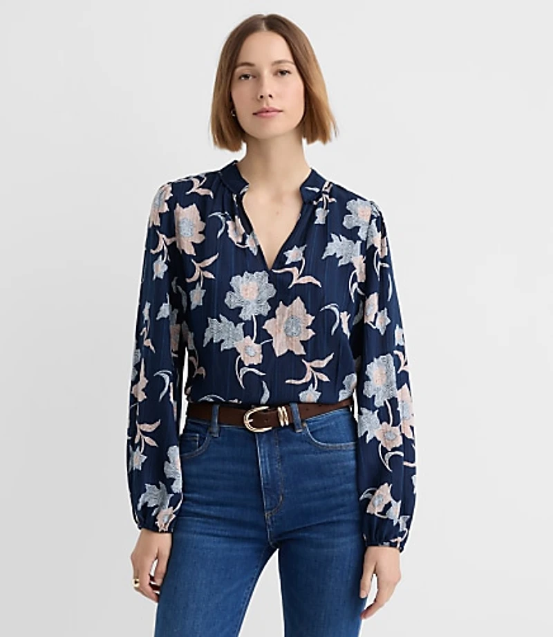 Floral Modern V-Neck Blouse