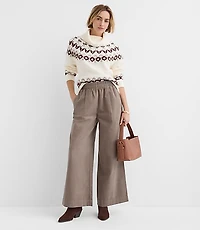 Pleated Pull On Wide Leg Pants Corduroy