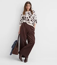 Pleated Pull On Wide Leg Pants Corduroy