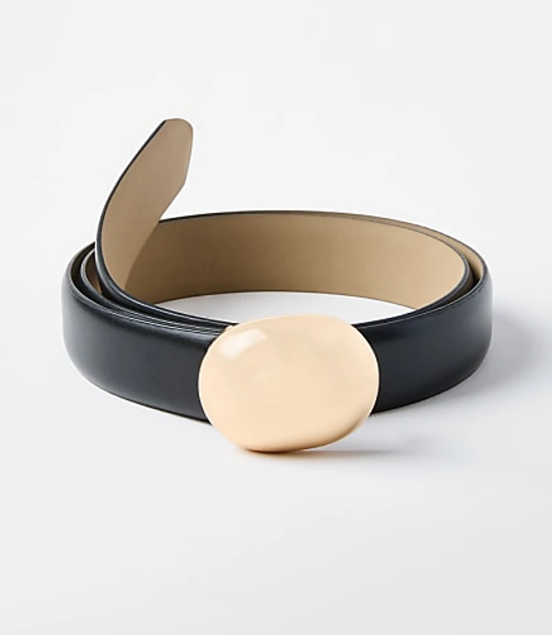 Round Bean Buckle Leather Belt