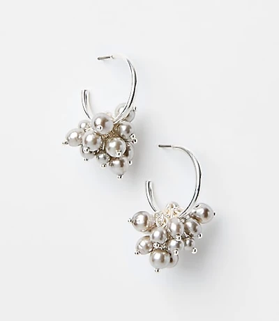 Pearlized Cluster Hoop Earrings