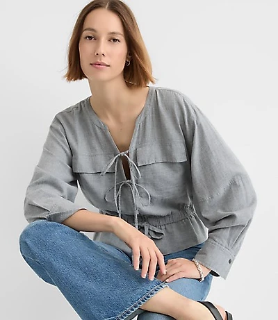 Twill Safari Peplum Top