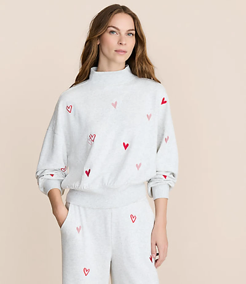 Lou & Grey Heart Cozy Cotton Mock Neck Sweatshirt