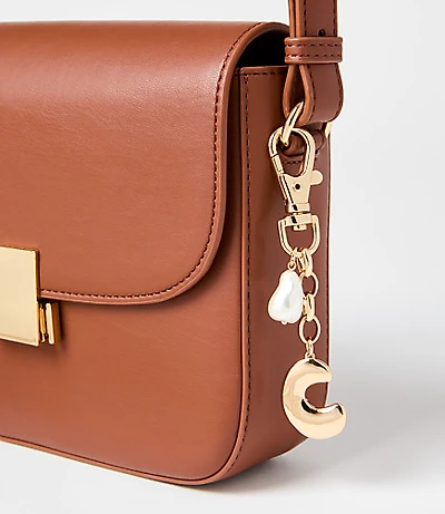 Pearlized Bubble Letter Initial Bag Charm