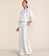 Petite Lou & Grey Heathered Piped Elite Fleece Wide Leg Sweatpants