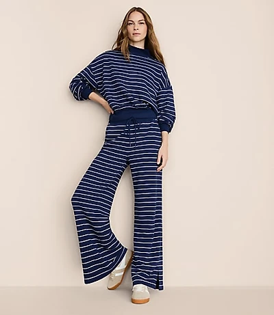 Lou & Grey Striped Cozy Cotton Wide Leg Pants
