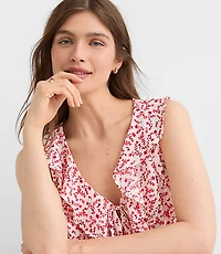Floral Ruffle Bow Top