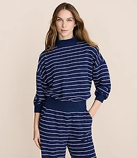 Lou & Grey Striped Cozy Cotton Mock Neck Sweatshirt