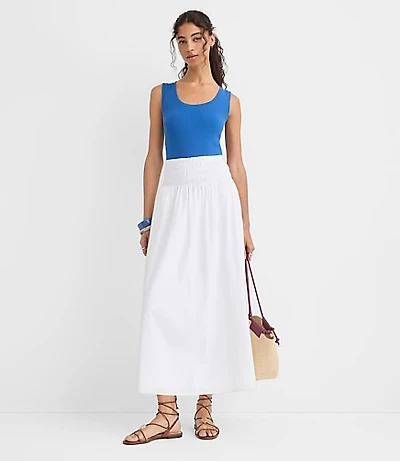 Poplin Smocked Maxi Skirt