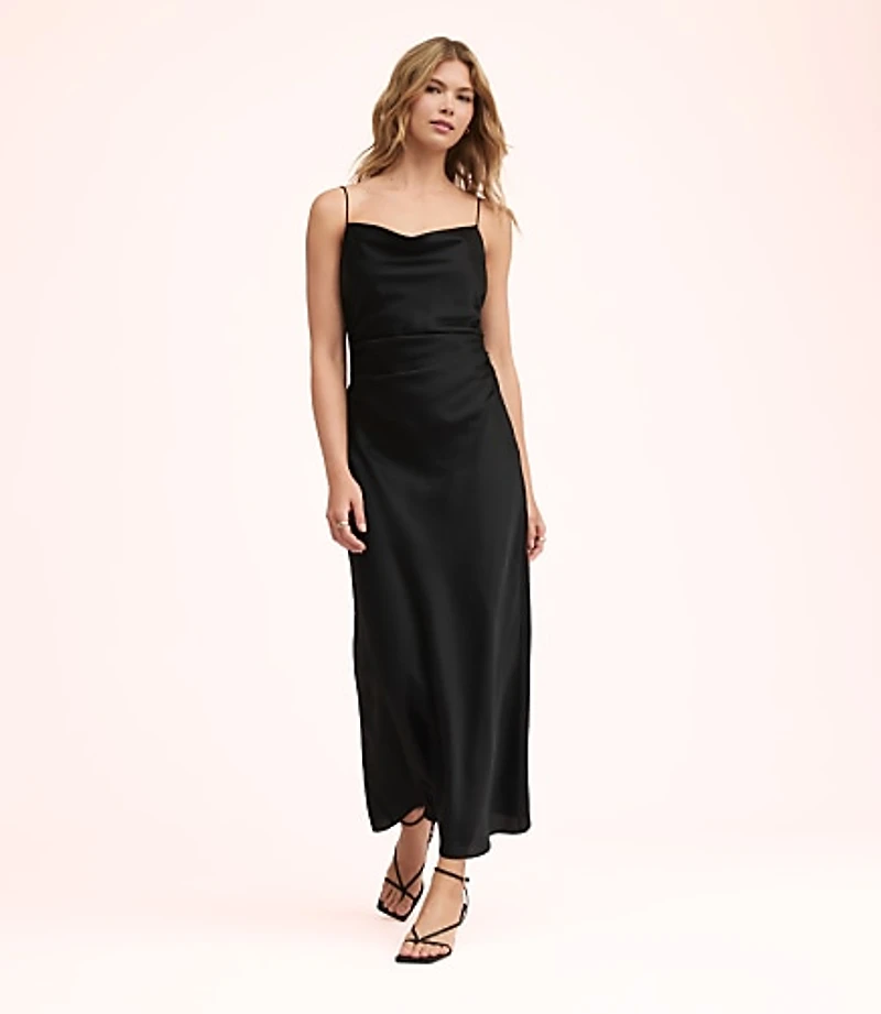 Lately Satin Bias Cowl Neck Gown