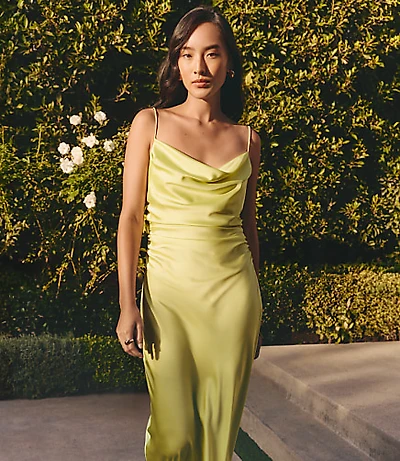 Lately Satin Bias Cowl Neck Gown