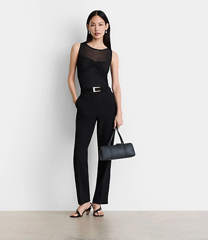 Petite LOFT Versa Mesh Ruched Top