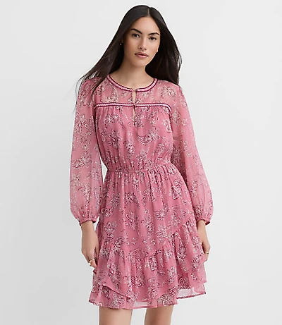 Paisley Ruffle Mini Dress