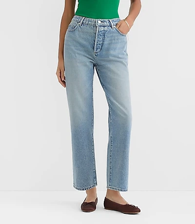 Rivete Curvy High Rise Straight Jeans Vintage Mid Wash