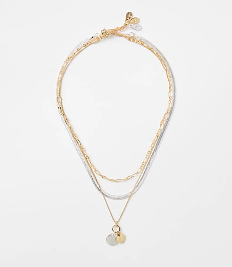 Mixed Metal Delicate Chain Necklace Set