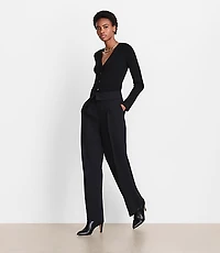 Petite LOFT Versa Crepe Drape Foldover Waist Palazzo Pants
