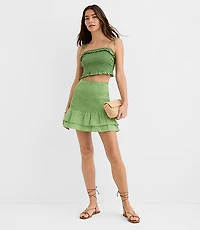 Petite LOFT Beach Ruffle Smocked Mini Skirt