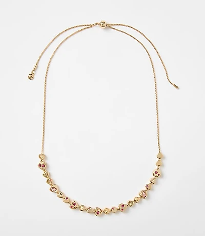 Sparkle Heart Pull Tie Necklace