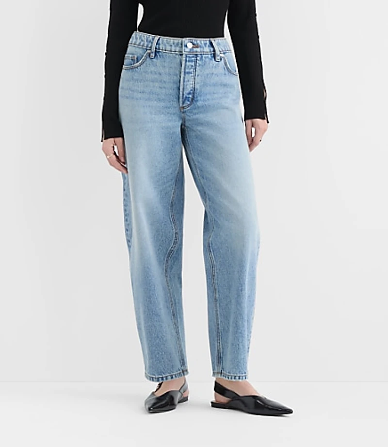 Rivete Curvy Mid Rise Barrel Jeans Aura Wash