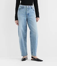 Rivete Curvy Mid Rise Barrel Jeans Aura Wash