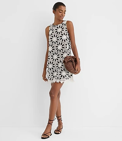 LOFT Beach Floral Crochet Mini Dress