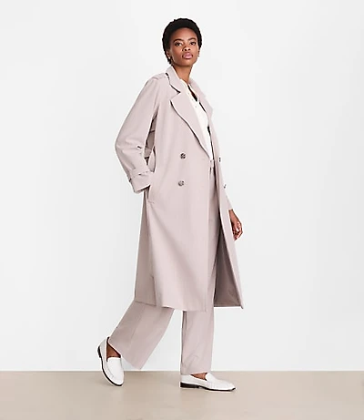 Petite LOFT Versa Seasonless Stretch Trench Coat Stripe
